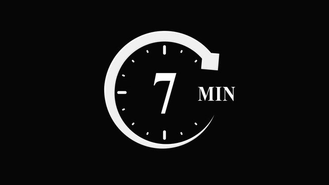Countdown timer 7 minutes white on black background