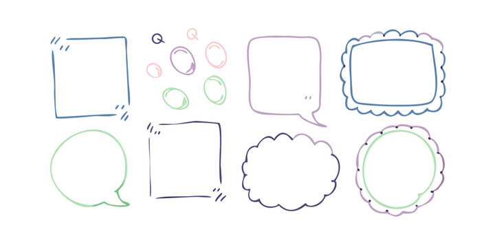Assorted doodle shapes and designs in various colors and styles. Vector