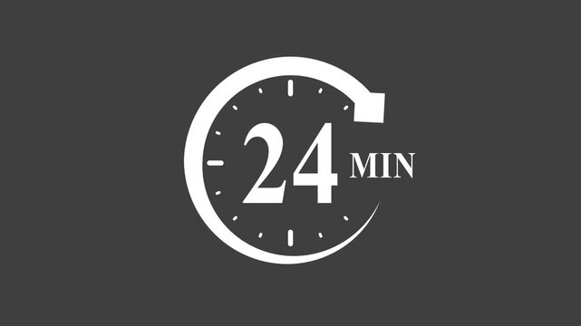 24 minute timer clock symbol countdown 24min timer clock face white on dark background clock countdown timer