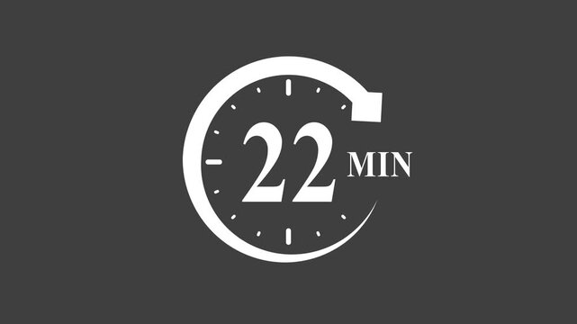 White clock showing twenty two minutes on dark background timer 22 minutes white dark background
