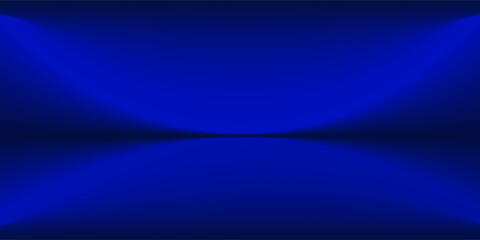 Fototapeta premium Blue studio gradient background. Abstract empty room backdrop. 3d vector cool light texture. Luxury neon lights limbo bg. Dark festive color bg. Modern photo studio spotlight glow podium gradation