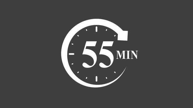 Timer 55 Minutes Countdown Clock White on Dark Background white dark background