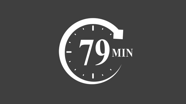79 minute timer clock white animation minimalist countdown timer stopwatch time 79 minutes