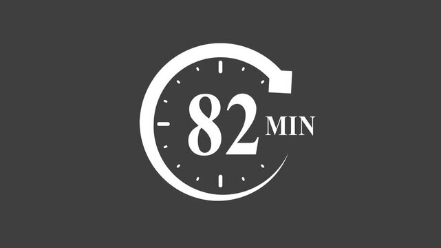 Timer 82 minutes white clock symbol on dark background white dark background