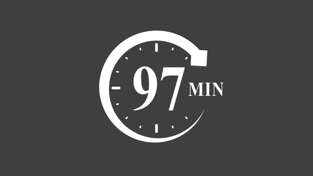 White 97 minute timer on dark background for countdown timer applications white timer dark background
