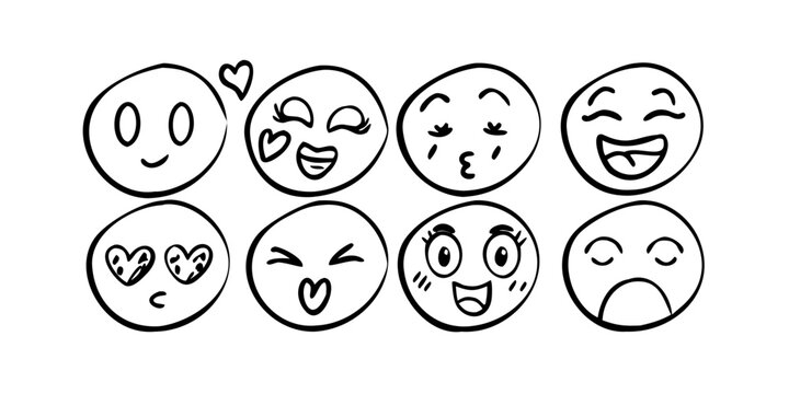 A diverse range of emojis expressing various emotions and symbols. Vector
