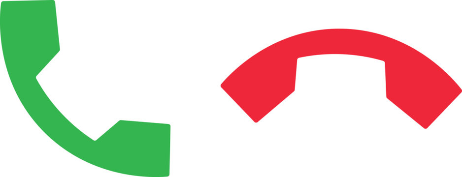 Phone call icons accept and decline. Incoming Call Vector Icon Set. Editable vector illustration of green answer and red decline buttons. incoming and outgoing contact interface vector on transparent 