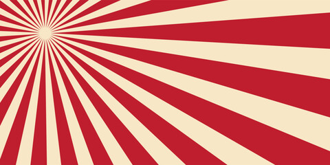 Circus background and spiral retro rays vector pattern. Vintage poster of red white sun or star burst radial