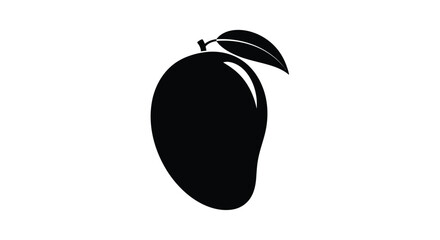 A striking black silhouette of a ripe mango fruit silhouette © MD