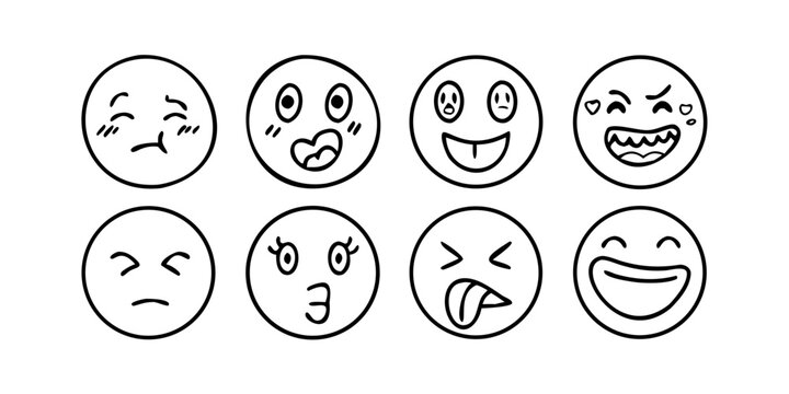 A collection of diverse and expressive cartoon faces showcasing various emotions Vector