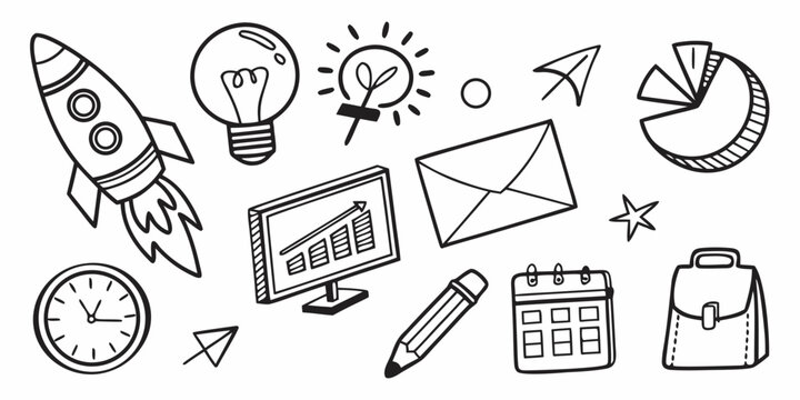 A collection of icons representing various aspects of productivity and time management Vector