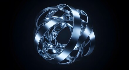 Abstract 3D Metallic Orb Against Dark Background
