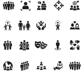 People icon set silhouette vector on white background 