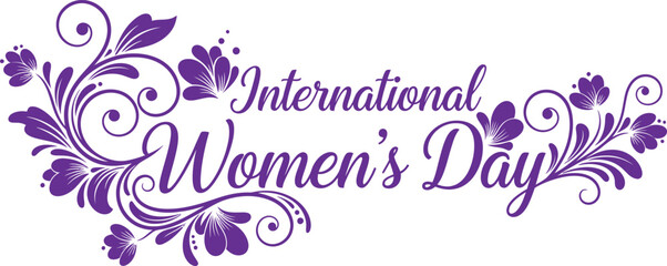 International women's day floral vector illustration purple flowers and leaves