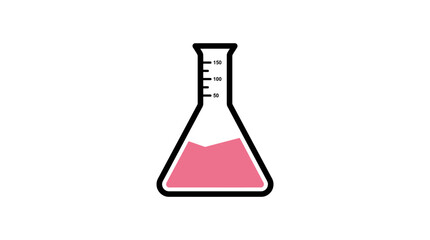 Erlenmeyer Flask with Pink Liquid Vector &ndash; Stylized Chemistry Lab Icon for Science, Experiments, Education, Research, and Chemical Analysis Design Projects