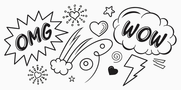 A dynamic illustration of a person experiencing a sudden realization with sound effects. Vector