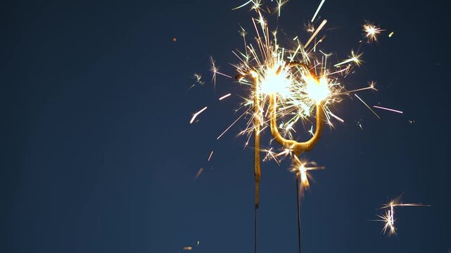 10th anniversary festive footage made with Bengal fire forming the number ten
