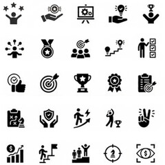 Success icon set silhouette vector. Success solid icon set.