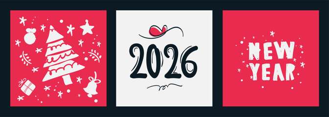 2026 Happy New Year Celebration Design, Vector Illustration.