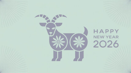 Stylized goat happy new year 2026 celebration illustration