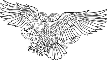 Obraz premium A majestic eagle in flight with outstretched wings and intricate design elements