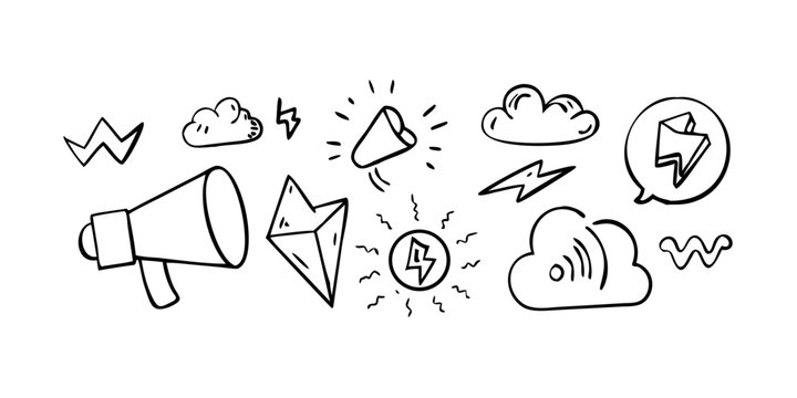 Diverse icons representing various aspects of communication and information dissemination Vector