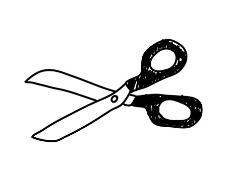 Hand drawn doodle sketch scissors Minimalist vector line art Editable stroke.