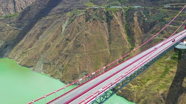 Luding Bridge Over Dadu River, Sichuan China - Aerial View