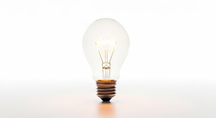 Brightly lit incandescent light bulb illuminating with a warm glow, symbolizing a powerful new idea, innovation, and inspiration