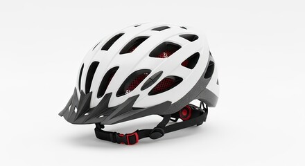 Fototapeta premium White and Black Bicycle Helmet for Cycling Safety and Protection - Modern Sports Gear for Riders on a Clean Background