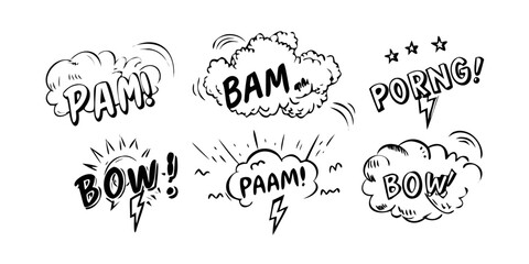 A collection of various comic book sound effect illustrations. Vector © leptop