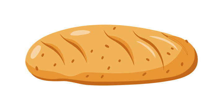 A freshly baked, artisanal loaf of bread with a rustic, golden-brown crust. Vector