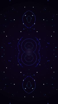 Blue Number 8 on Starry Night Sky Background.