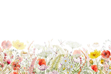 Flower watercolor frame for wedding, birthday, card, background, invitation, wallpaper, sticker, decoration etc.
