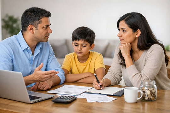 Family taking financial responsibility at home Ai Genreted 