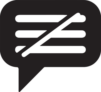  Chat bubble with erased text lines, representing unspoken feelings, solid silhouette icon