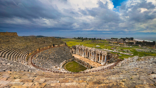 Ancient Roman city theatre ruins hierapolis Turkiye
