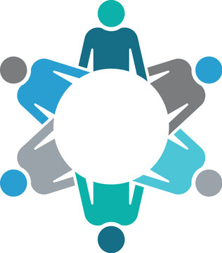 Professional Teamwork Circle Six People Collaboration Vector Icon White Background