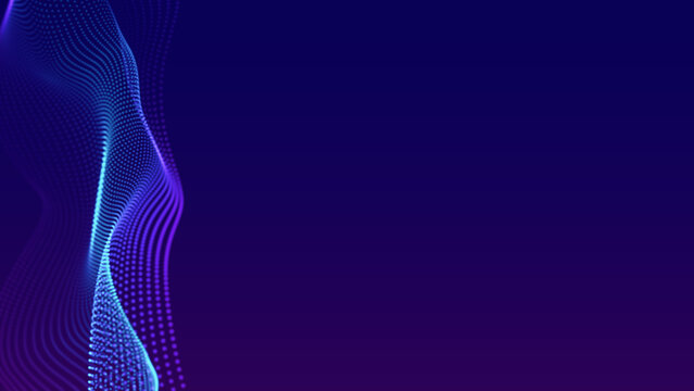 abstract blue and pink background with wave grid dot lines camera blur , futuristic ai technology and science social media background
