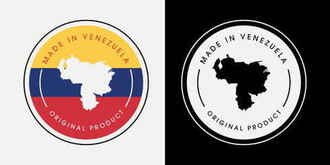 Made in Venezuela with a map label design for product packaging and an authentic product label.