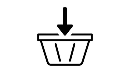 Add to Cart Icon. Shopping Basket Symbol with Down Arrow. Purchase, E-commerce, Checkout, Buy Button UI/UX Element.