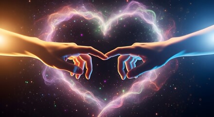 hands in the sky with heart shape smoke