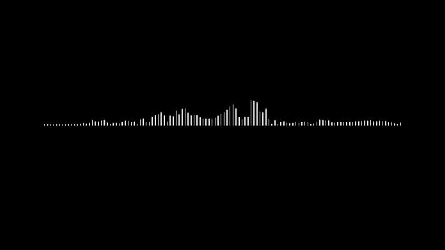 Abstract white audio spectrum wave animation, sound frequency visualizer, music waveform equalizer, digital voice signal motion, clean line design, Black background video, ultra hd 4k
