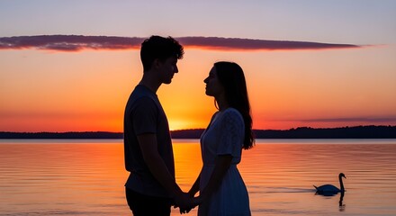 silhouette of a couple on the beach