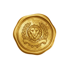 Gold Wax Seal over an isolated transparent background