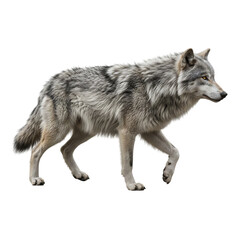 Fototapeta premium Grey Wolf (Walking) over an isolated transparent background