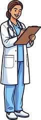 Fototapeta premium Female healthcare worker writing on a clipboard