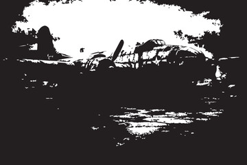 Abandoned Vintage Aircraft Grunge Scene