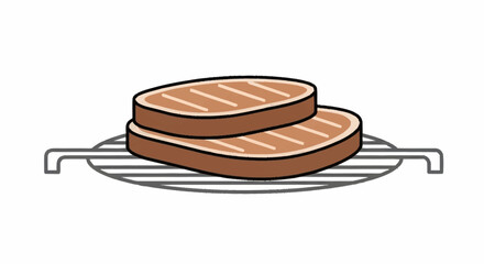 Two grilled steaks on a metal rack.