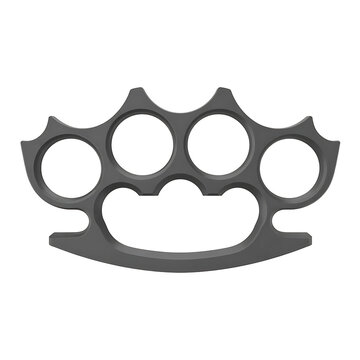Black metal knuckle duster weapon isolated on transparent background